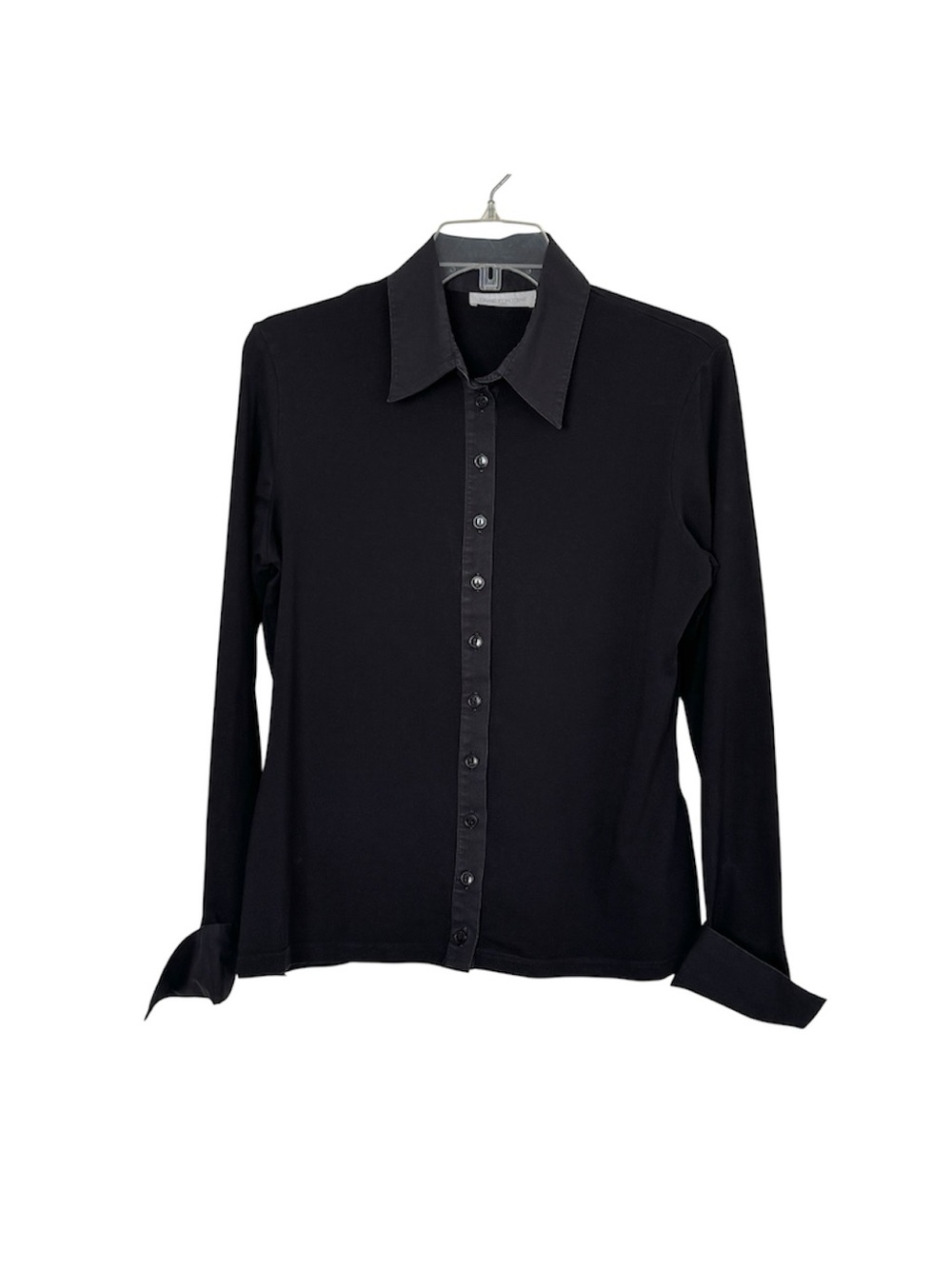 Anne Fontaine Nuage Shirt Black Stretch Jersey Shirt With Fitted Size 44 - Picture 3 of 15